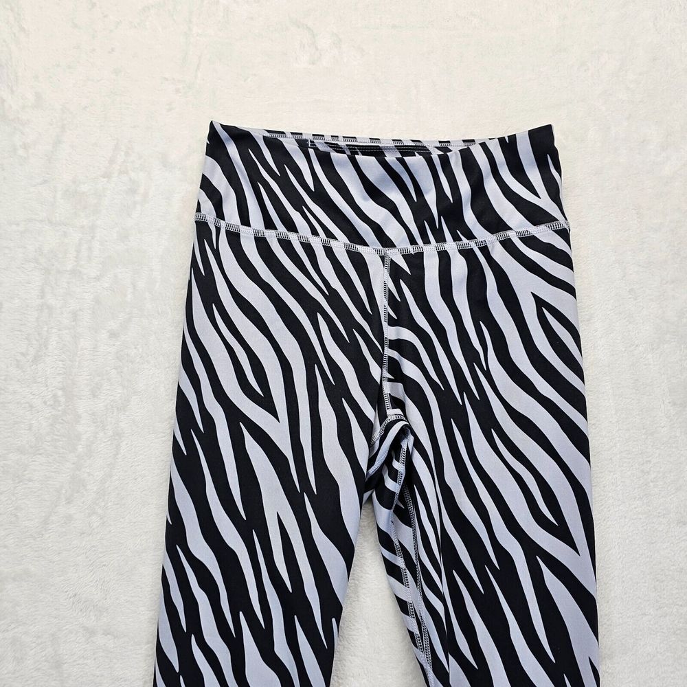 Nike One Icon Clash Legging Dri Fit Stretch Mid Rise Stripe Black White Womens S - Picture 4 of 11